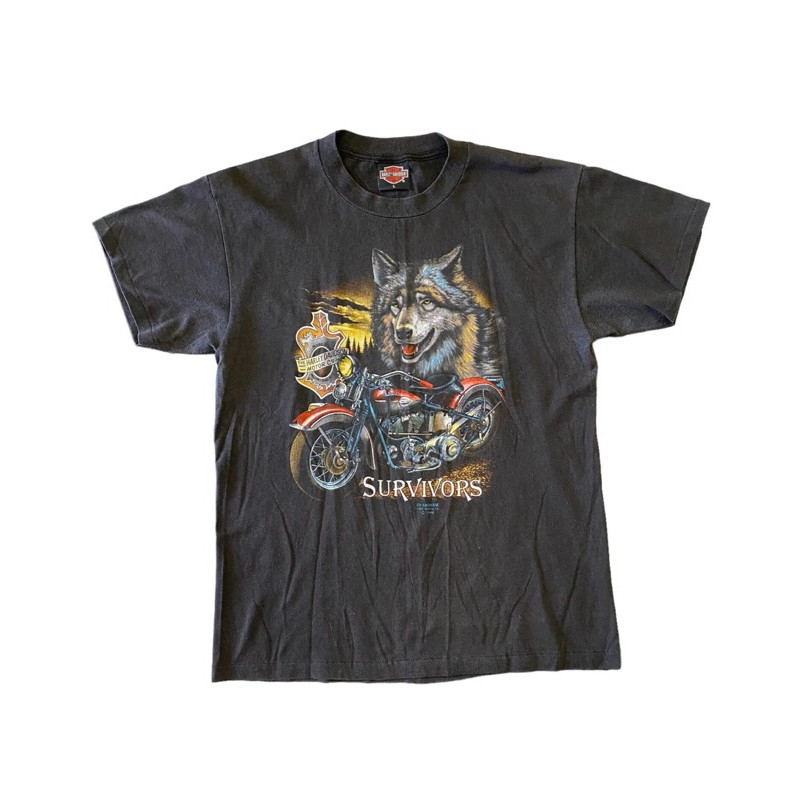 ♞,♘,♙Harley Davidson 3D EMBLEM 1989 t-shirt 50polyester/50cotton survivor made in USA Tag size L si