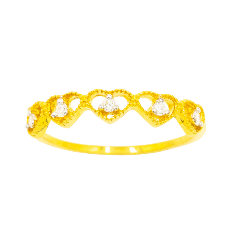 Happy Jewelry แหวนหัวใจเรียงกัน แหวนเพชร แหวนทองเพชรแท้ ทองแท้ 37.5% (9K) ME015