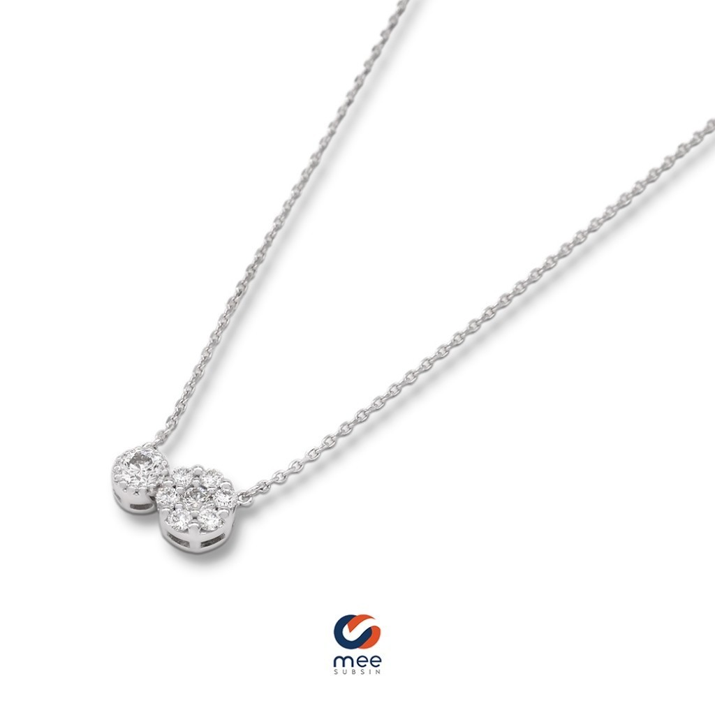 สร้อยคอพร้อมจี้เพชร เพชรรวม 0.19 กะรัต ตัวเรือนทองขาว 18K ขนาด 39 ซม. น้ำหนัก 1.8 กรัม [NL240019]