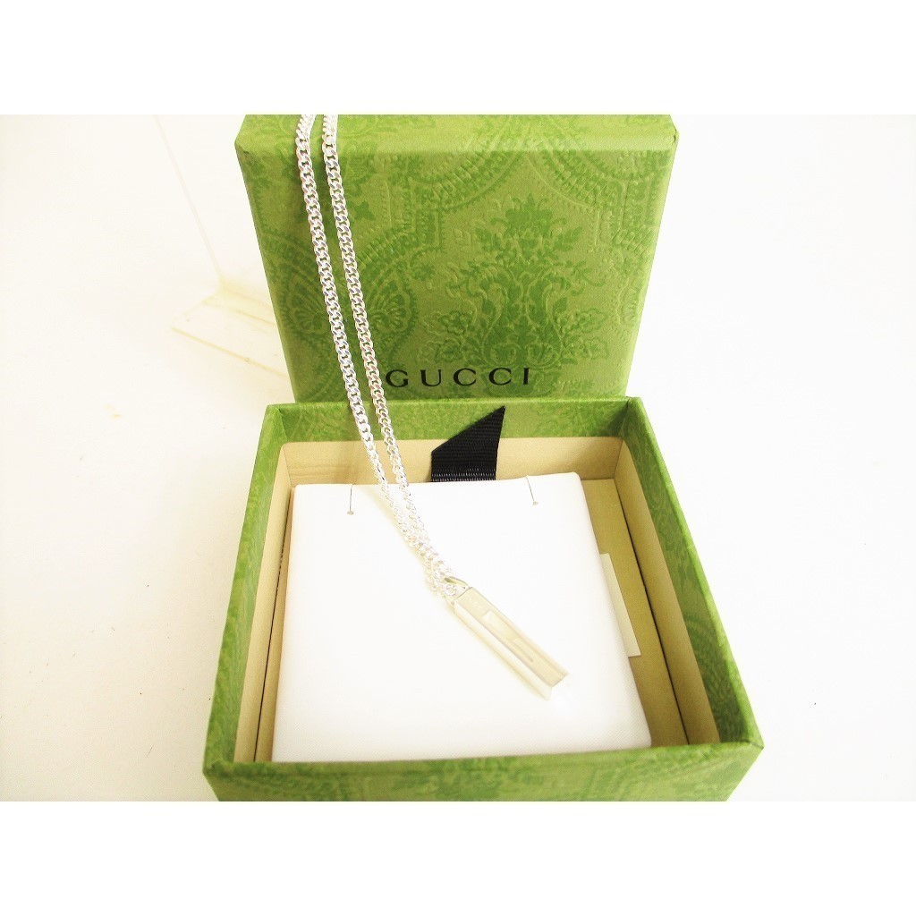 Authentic GUCCI Sterling Silver Ag925 Cut out G Necklace #9039  Pre-owned