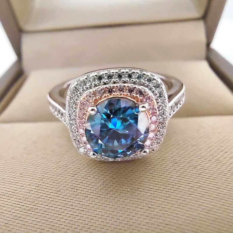 Laboratory Deluxe Blue Ring 1 Carat Maussanite Passes Diamond Test S Sier Jewelry Wedding Party Bir