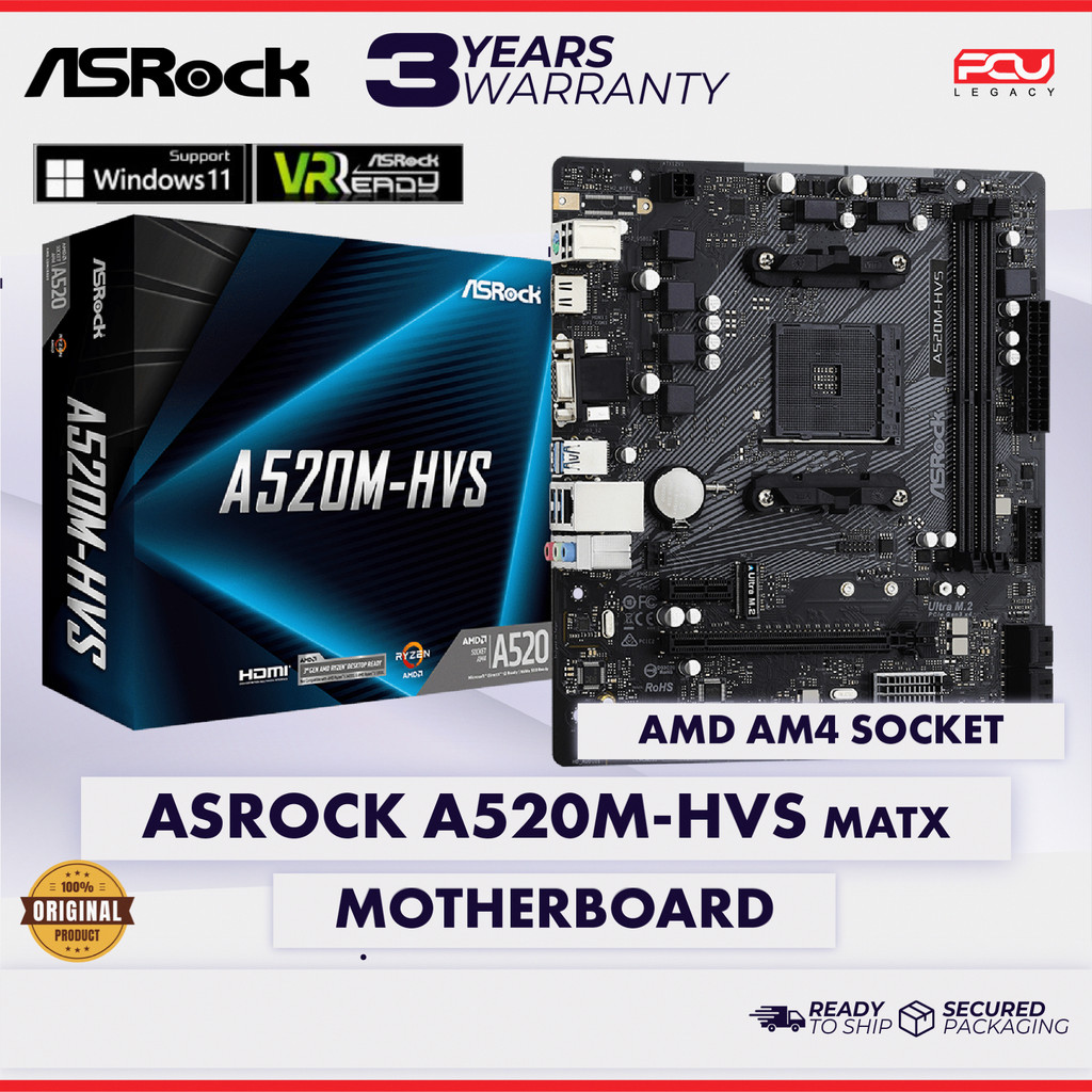 ASROCK A520M-HVS MATX AM4 MOTHERBOARD