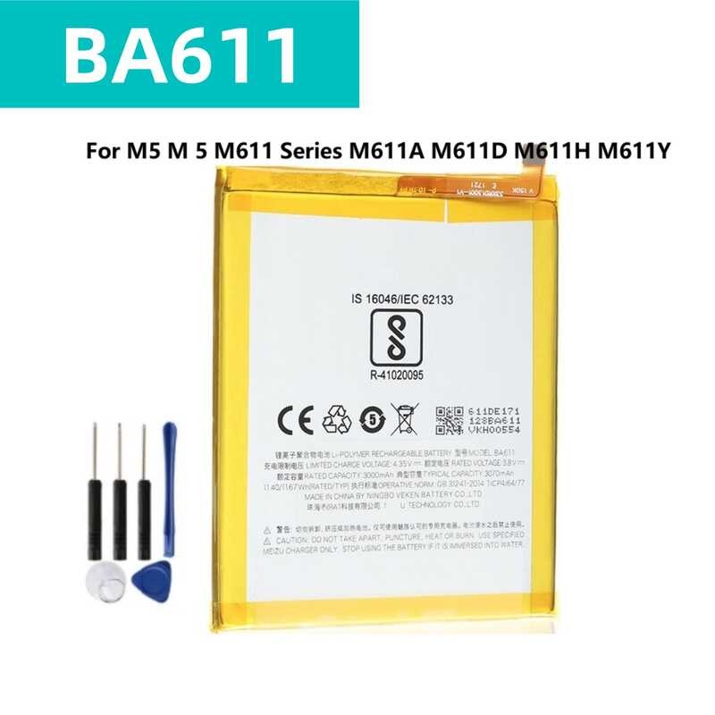 ❥ ใหม่ Ba611 แบตเตอรี่ 3070Mah สําหรับ Meizu M5 M 5 M611 Series M611a M611