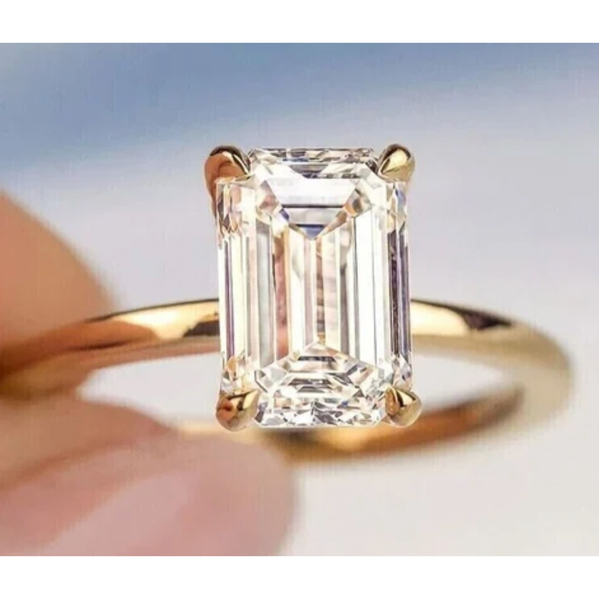 แหวนเพชรทองคำ 9K Lab Diamond 1.13 ct D VVS2 Ring - Emerald cut - White Gold 9K พร้อมใบรับรอง IGI