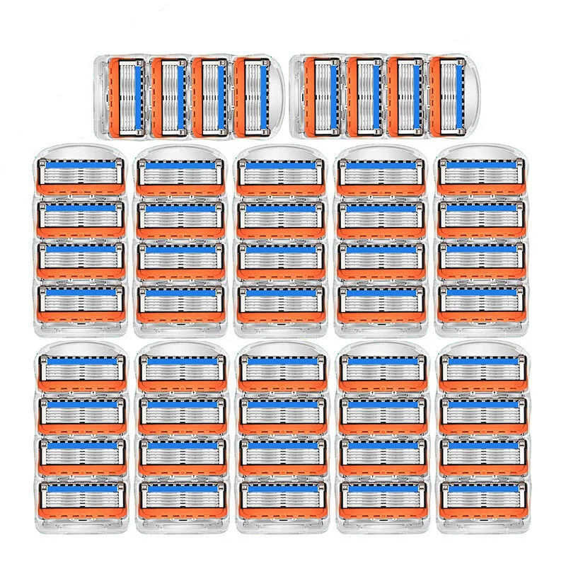 ❤ มีดโกนแบบแมนนวลสําหรับผู้ชายใบมีดห้าชั้นผู้ชายโกนใบมีดสแตนเลสเหมาะสําหรับ Fusion5