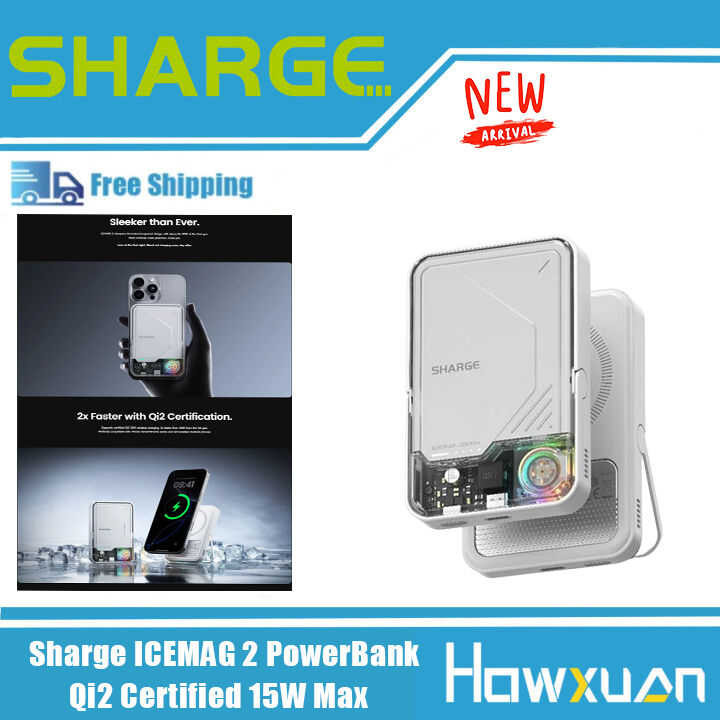 ❤ Shargee/Shargeek ICEMAG Power Bank แพ็คแบตเตอรี่โปร่งใส10000mah พร้อมการทำให้เกิดความเย็นโดยก