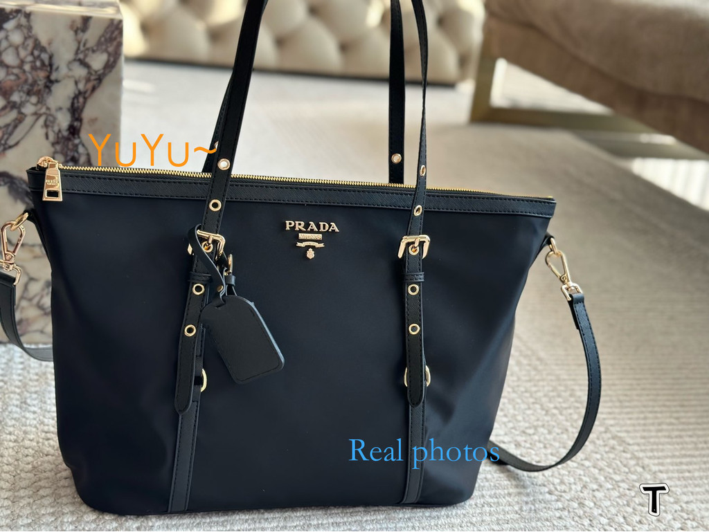 ((YuYu Ready Stock) Classic Tote Bag Nylon Handbag Large Capacity Shoulder Bag Lightweight Practical Handbag Shoulder Bag Size 35 * 28cm