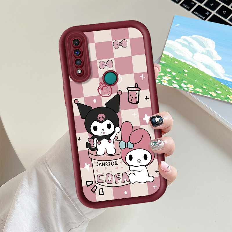 สําหรับ Huawei P30 Pro P40 Lite / Nova 7i 6SE 5t Y7 Pro Y9 Prime 2019 Y6P Y7A / Honor 200 Pro ปลอกการ์ตูนกระดานหมากรุกสีชมพู Kuromi Melody น่ารักซิลิโคนกันกระแทกเคสโทรศัพท์