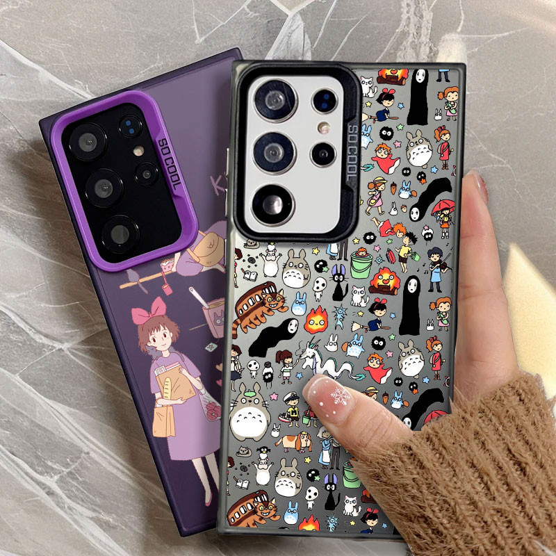 Studio Ghibli อะนิเมะ Spirited Away Totoro หรูหราเคสโทรศัพท์สําหรับ Samsung S25 Ultra S23 S24 FE A55
