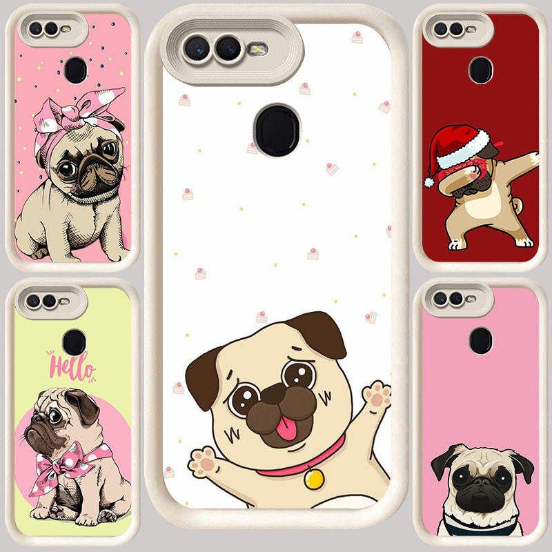 M-7 Pug Dogs ปลอกสีขาวสําหรับ OPPO A12E A7 A1K F7 A12 A3S A5 A12s F5 A5S F9 Pro