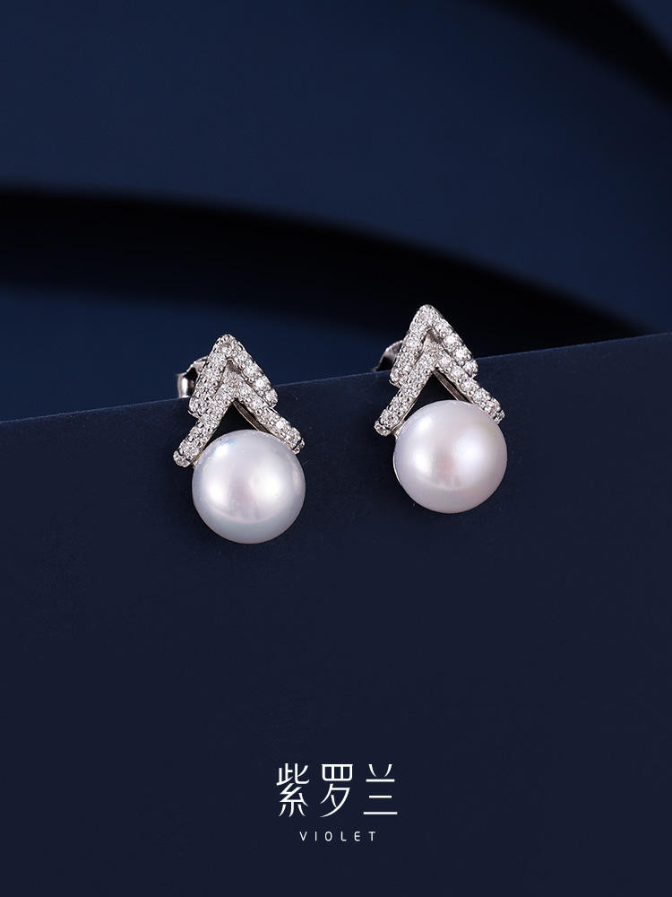 【ของแท้ไวโอเล็ต】 Qiyu S925 ต่างหูเงินมุกเงินของสเตอร์ลิง