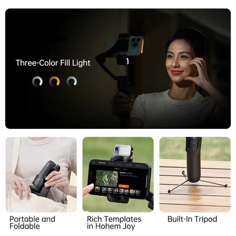 ❥ Hohem Isteady V3 สมาร์ทโฟนstabilizer Aiการติดตามใบหน้า 3 แกนgimba