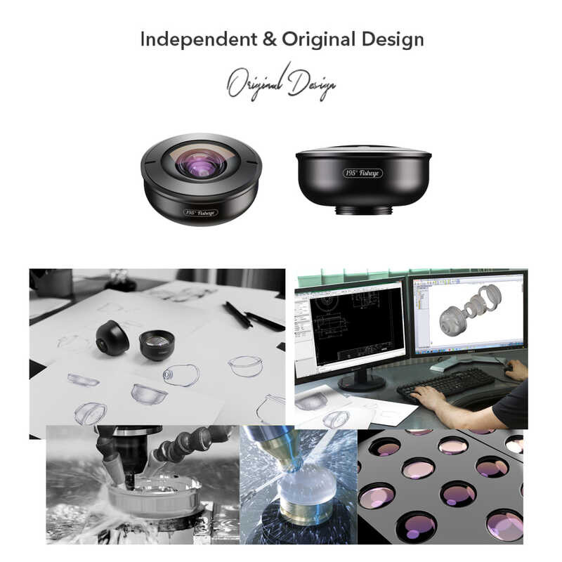 ❥ APEXEL คุณภาพสูงโทรศัพท์มือถือเลนส์ HD 195องศา Fish Eye Fish