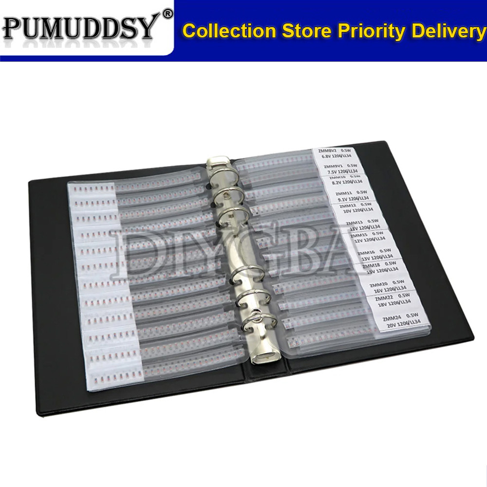 27 ค่า 675/1350PCS LL34 SMD Zener Diode Book 1/2W 2.4v ~ 30v Package Assorted Kit 0.5W ตัวอย่างหนังส