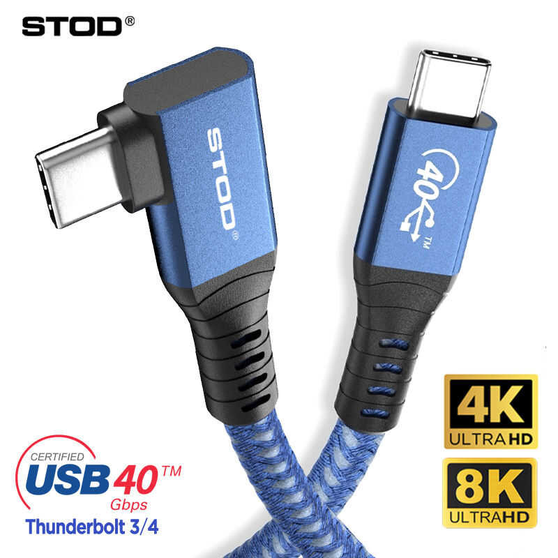 ❤ 4สาย USB 100W 40Gbps มุมขวาข้อศอกซ้าย L รูปร่าง Thunderbolt4 Usb4 4K 8K Monitor โครงการจอแสดง