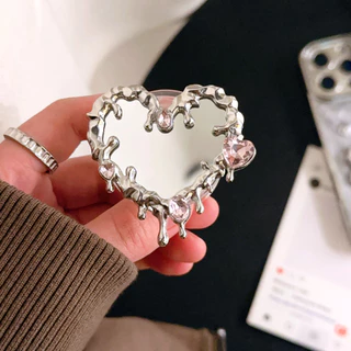 Luxury Love Heart กระจกผีเสื้อโทรศัพท์ Grip Tok Griptok ที่วางเกาหลีสําหรับอุปกรณ์เสริม IPhone ที่วางโทรศัพท์สากล