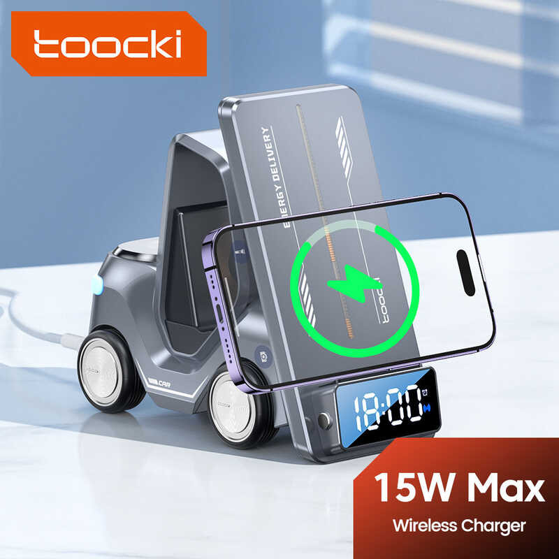 ❤ Toocki ที่ชาร์จแบบไร้สายมัลติฟังก์ชั่น15w 5 In 1แท่นชาร์จเร็วสำหรับ Lphone 15 14 13 Lwatch Sa