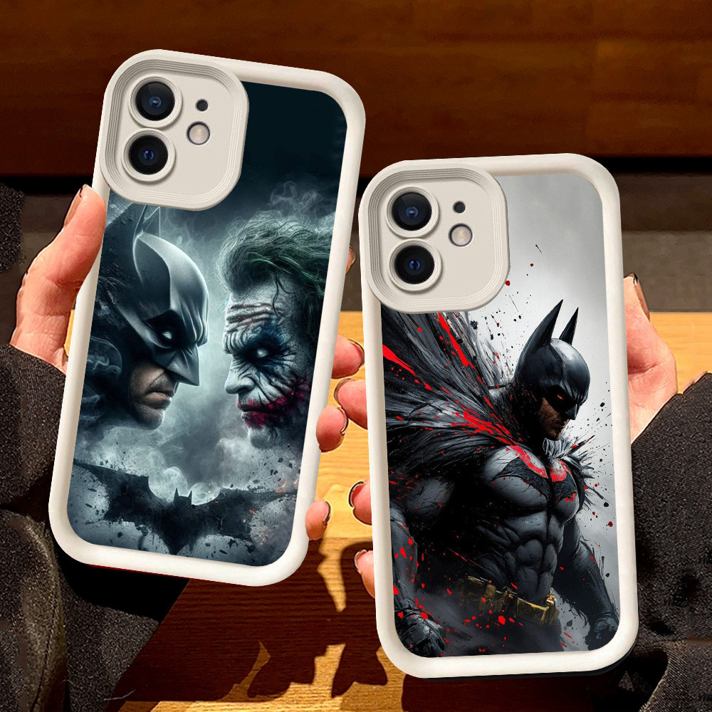 เคสสีขาวสําหรับ iPhone 12 Mini X XR XS 11 15 Pro Max S57 แบทแมน