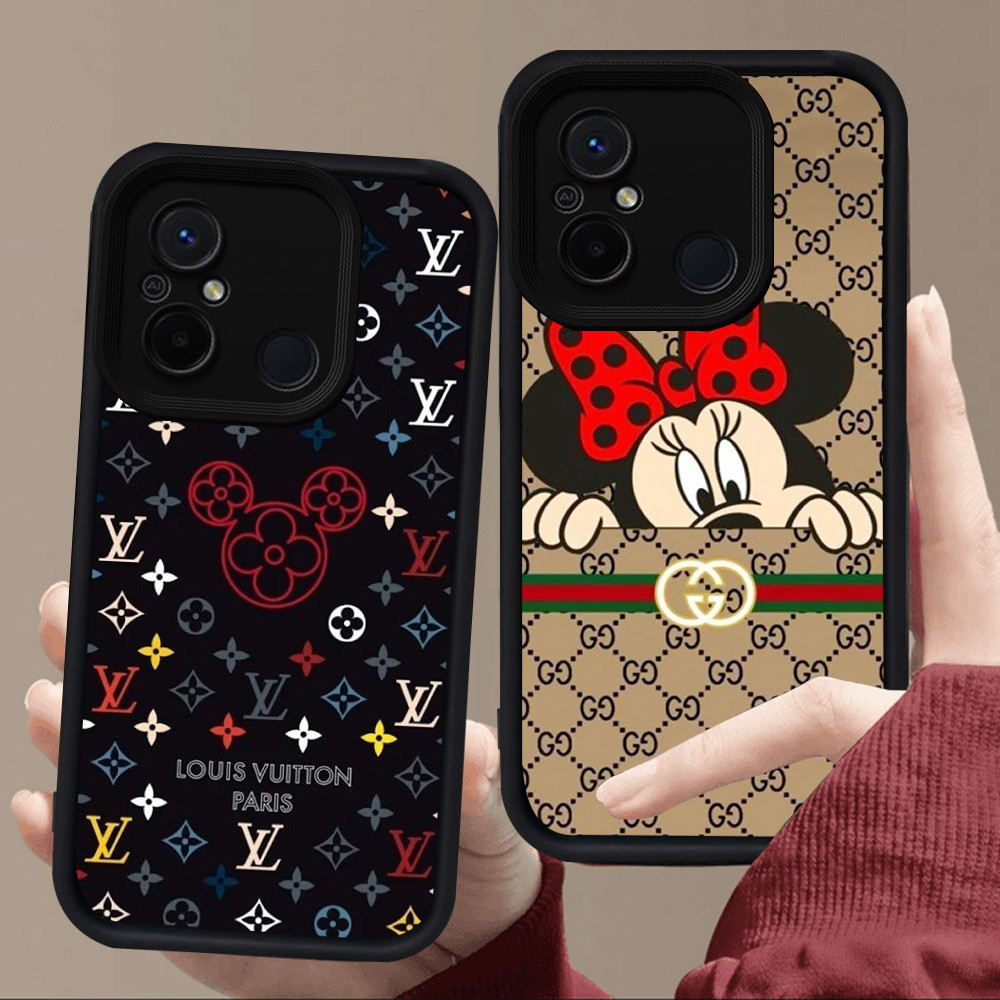 E7 Mickey และ Minnie สําหรับซิลิโคนสีดํา Xiaomi Redmi POCO M3 M4 A1 C55 A2 12C C65 9A 9T 9C 10C A5 C