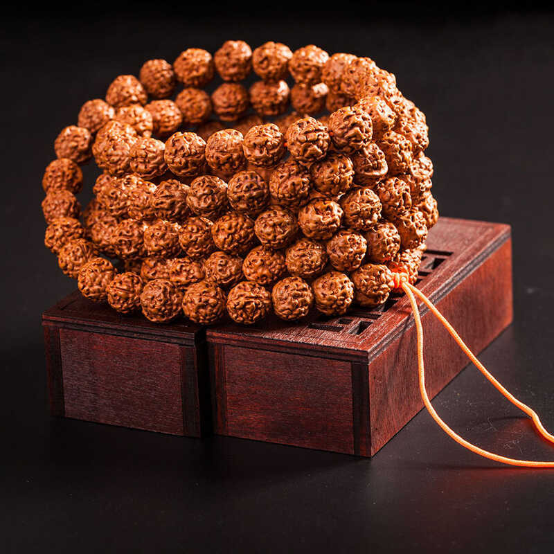 ▣ 5/7/9มม. ใหม่ธรรมชาติ Rudraksha ญี่ปุ่น Mala 108ลูกปัดสำหรั