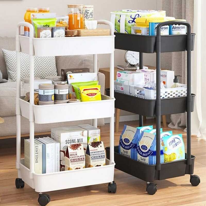 Mobile Trolley Kitchen Bathroom Bedroom Multi Storey Snacks Storage Rack With Wheels Organizer Home 