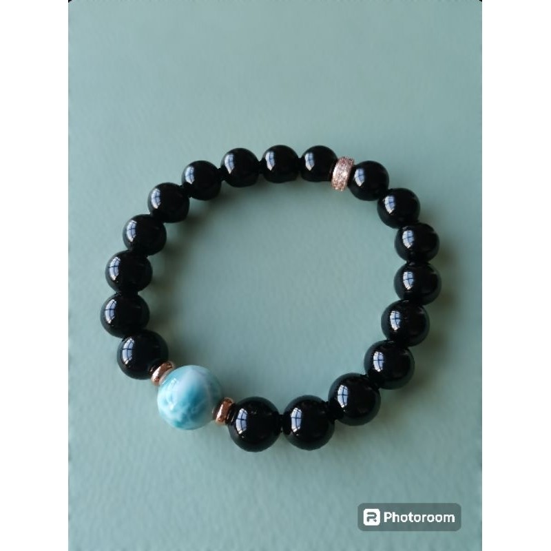 Larimar พร้อมสร้อยข้อมือ Black Tourmaline