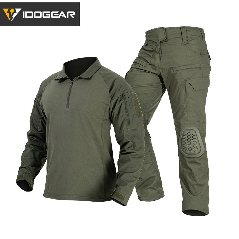 IDOGEAR G4 Combat Uniform เสื้อและกางเกง BDU สีอัปเดต 3005 Airsoft Camouflage พร้อมเข่าป้องกัน