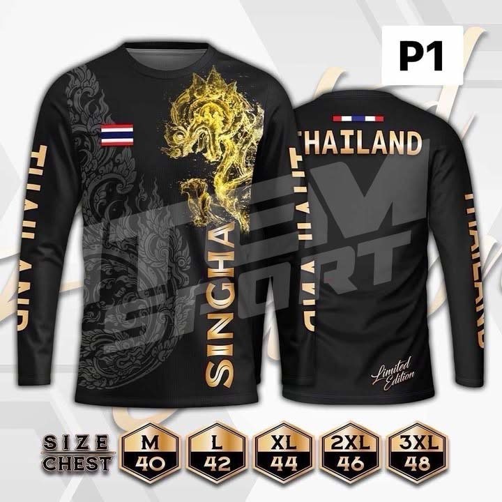 เสื้อกีฬาแขนยาว ลายสิงห์ เสื้อพิมพ์ลายกีฬา อยู่ทรง ยับยาก ระบายอากาศได้ ใส่ได้ทั้งผู้ชายผู้หญิง