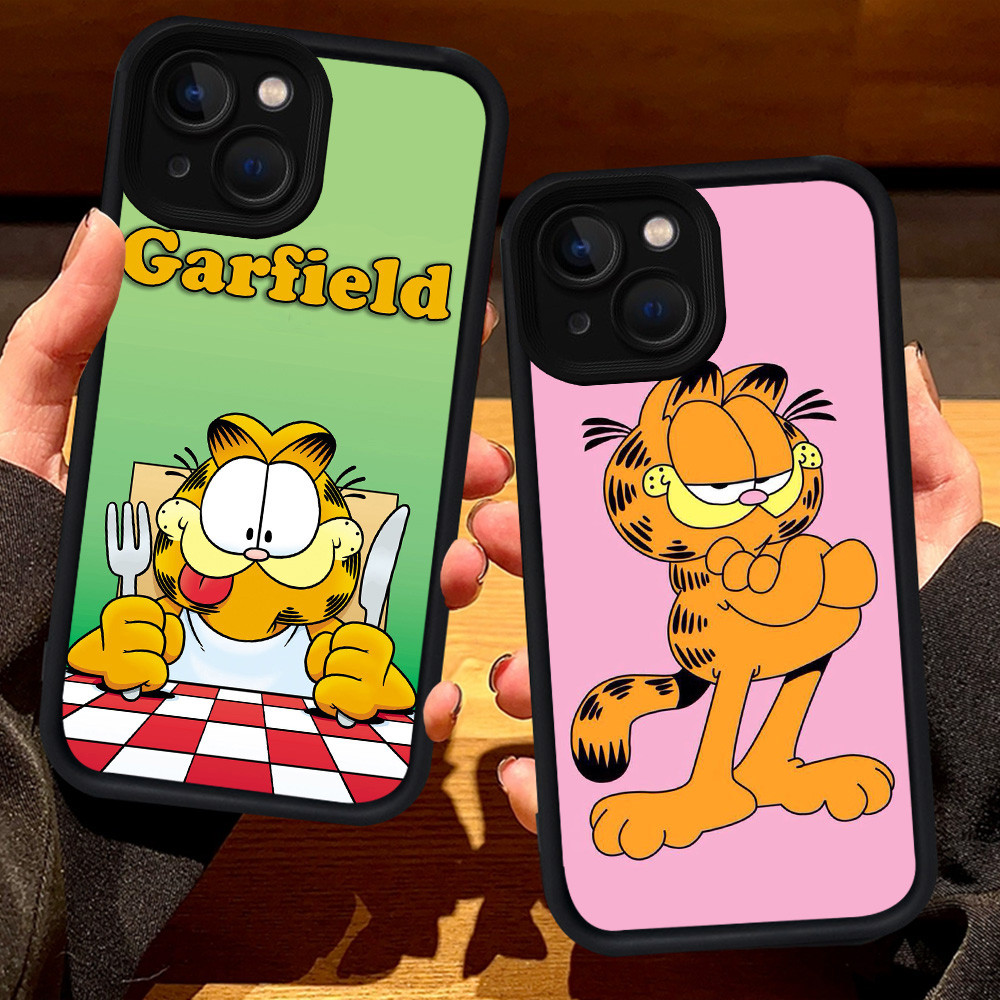 S62 Paint Garfield Case สําหรับ iPhone 8 13 6s 6 7 14 Pro Max Plus สีดํา