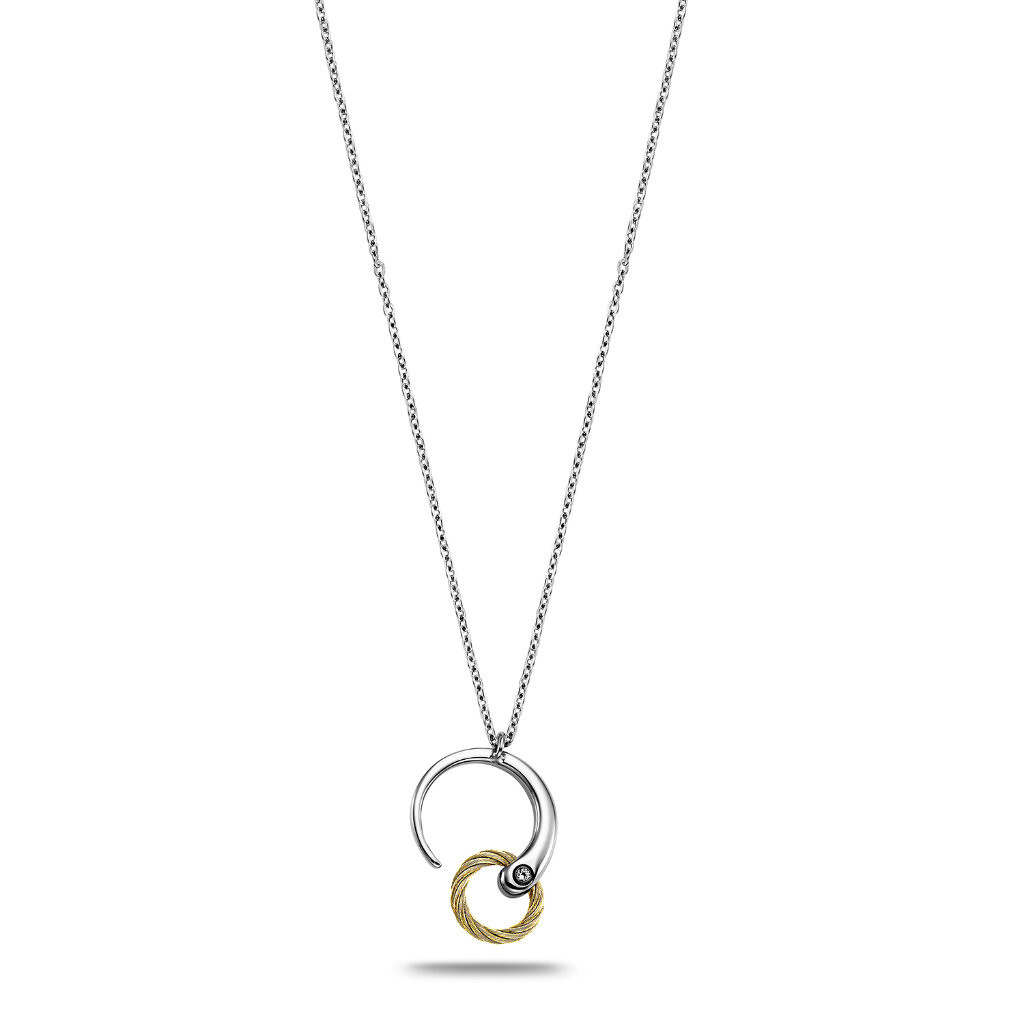 มี E-tax CHARRIOL สร้อยคอ รุ่น 08-401-1232-0 Necklace - 1 White Topaz 0.045Cts - Steel YelIow PVD C