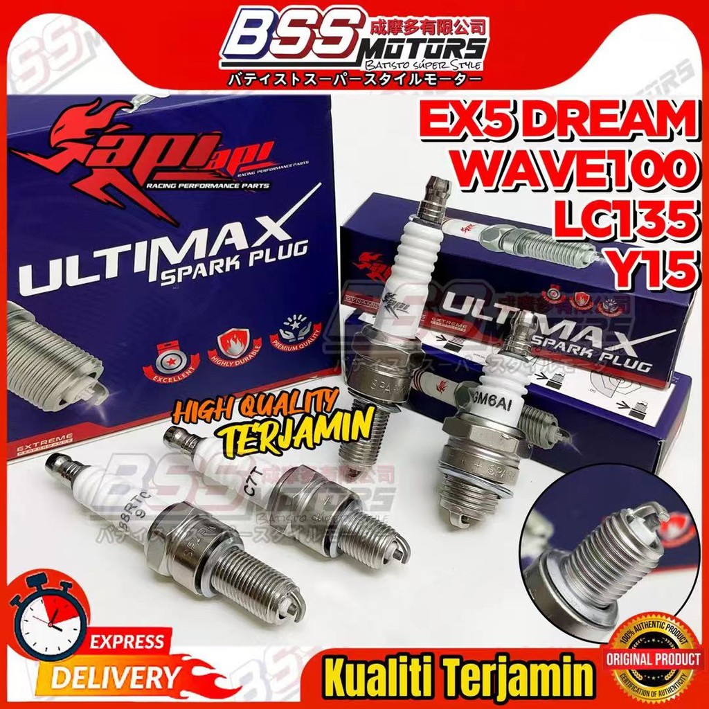 API Ultimax หัวเทียน C7T B8RTC-9 GM6AL EX5 LC135 Y15ZR RS150 KRISS WAVE 100 W125 SRL Mesin ปลั๊กแปลง