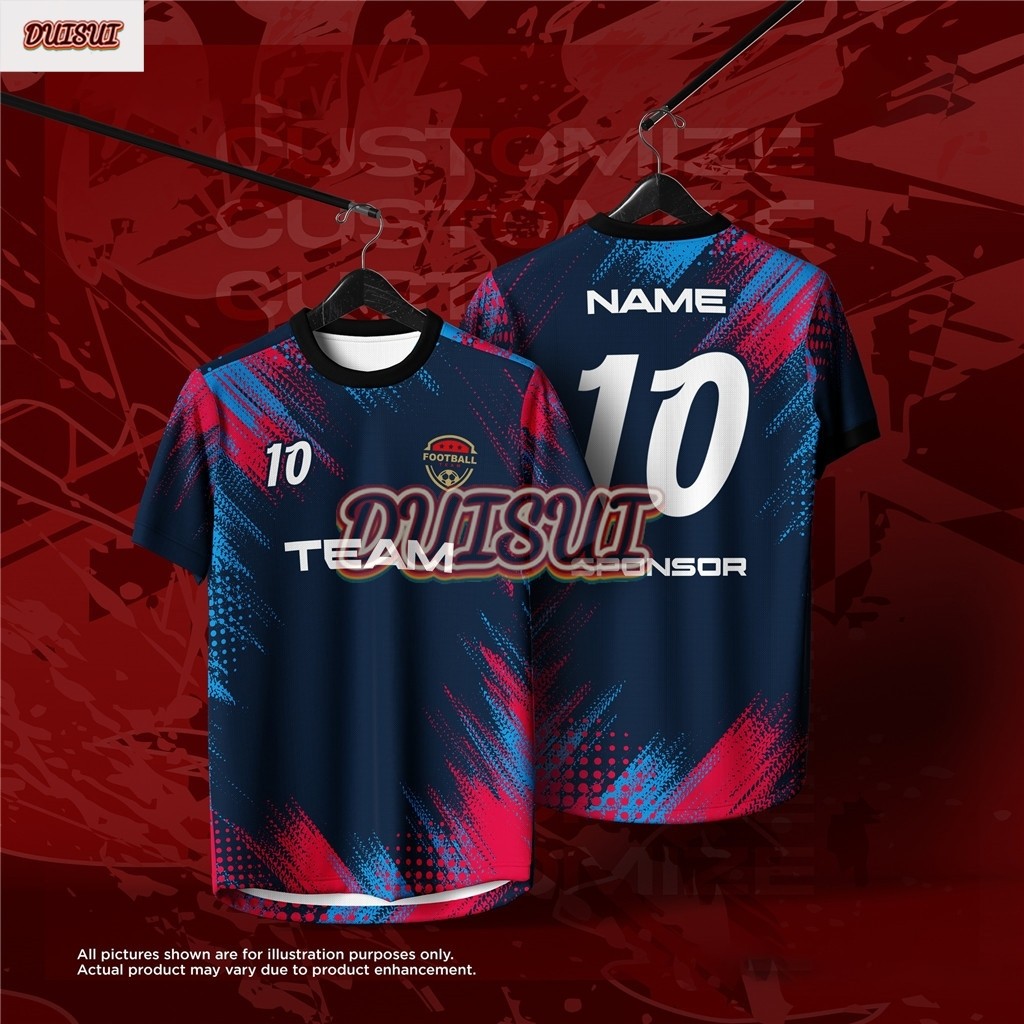 (READY STORK) Custom Name 2025 New Football Jersey - Men's Retro 3D Short Sleeve Sport Wear Thailand