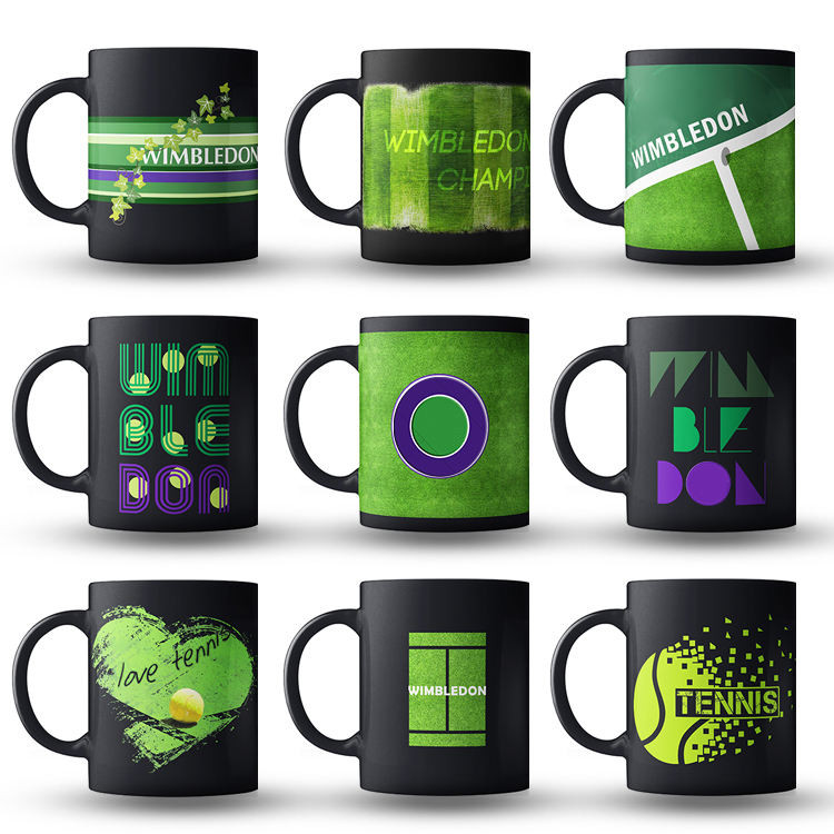 Wimbledon Mug French French Open Wimbledon Black Ceramic Water Cup ของขวัญ I Love Tennis Club