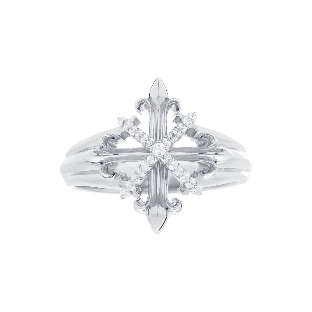 The Rituals Star ring Xtreme -White เงินแท้ 925 ขัดเงาพิเศษชุบไวท์โกลด์ ฝังคริสตัล ลาย Rituals Star