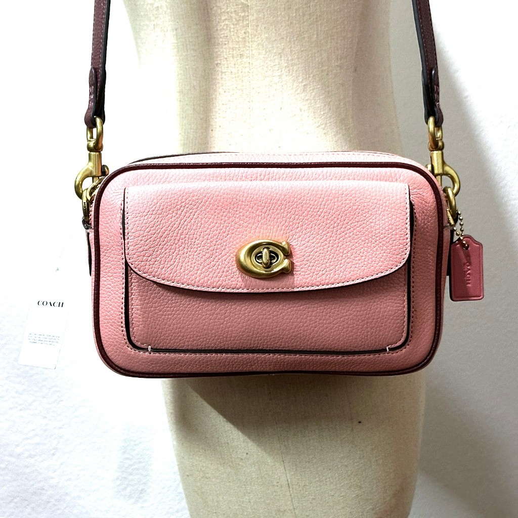 กระเป๋าสะพาย Coach ของแท้ มือ 1 หนังแท้นิ่ม COACH C0695 Willow Camera Bag In Colorblock Leather Can