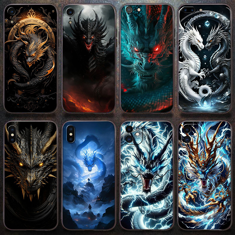 เคสโทรศัพท์สีดําแฟชั่นสําหรับRealme C51S C67 C68 C63 C61 P1 หมายเหตุ 50 VT8 มังกรCaseg