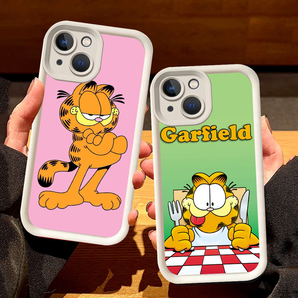 เคสสีขาวสําหรับ iPhone 7 14 6 13 6s 8 Pro Max Plus S62 Paint Garfield
