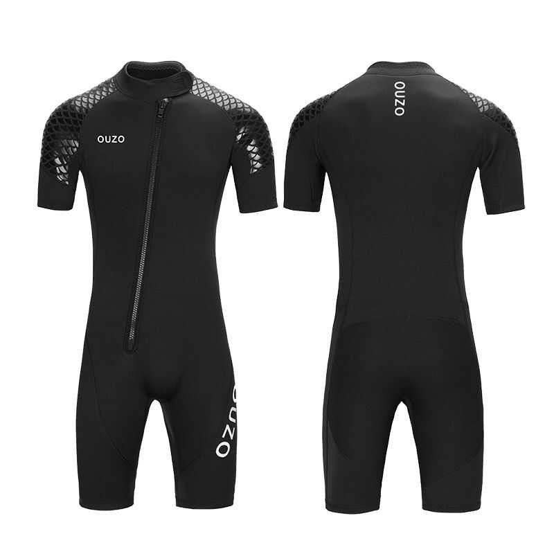 ❤ Men's Women's 3Mm Neoprene Shorty Wetsuit, One-Piece ชุดดำน้ำด้านหน้า Zip Wetsuit สำหรับดำน้ำ