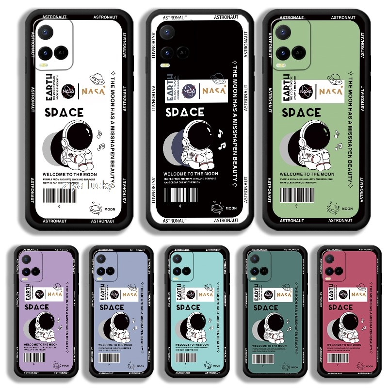 สําหรับ VIVO V2111 V2120 V2139 V2147 V2207 V2352 NFC Tide Space นักบินอวกาศ Nasa Square Soft TPU เคส