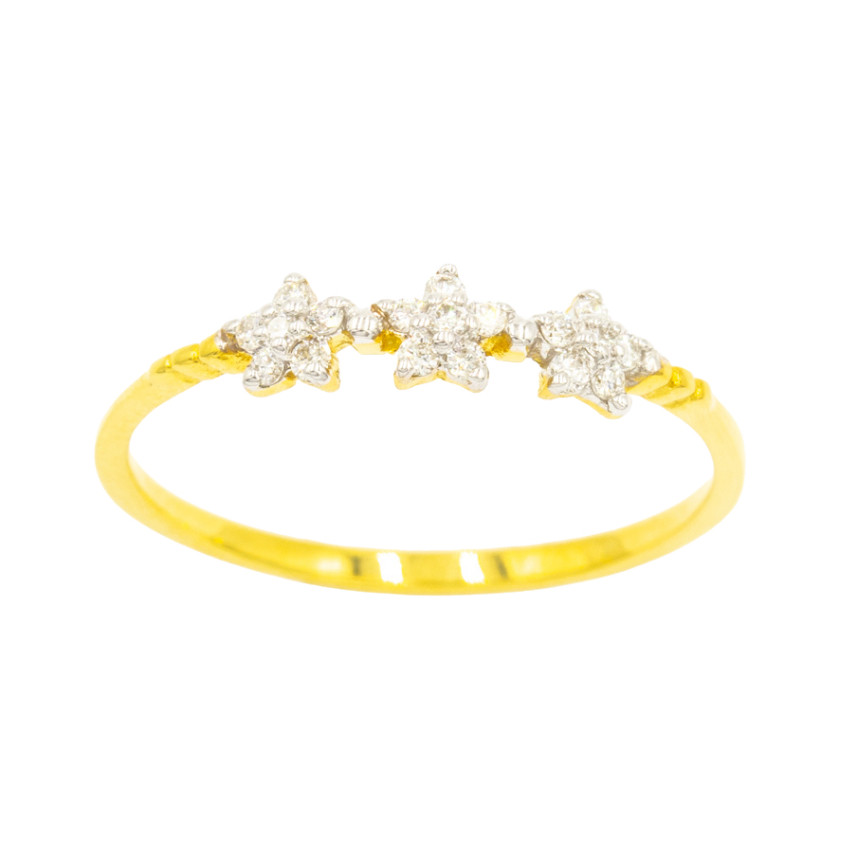 Happy Jewelry แหวนดอกไม้เพชร 3 ดอก แหวนเพชร แหวนทองเพชรแท้ ทองแท้ 37.5% (9K) ME044