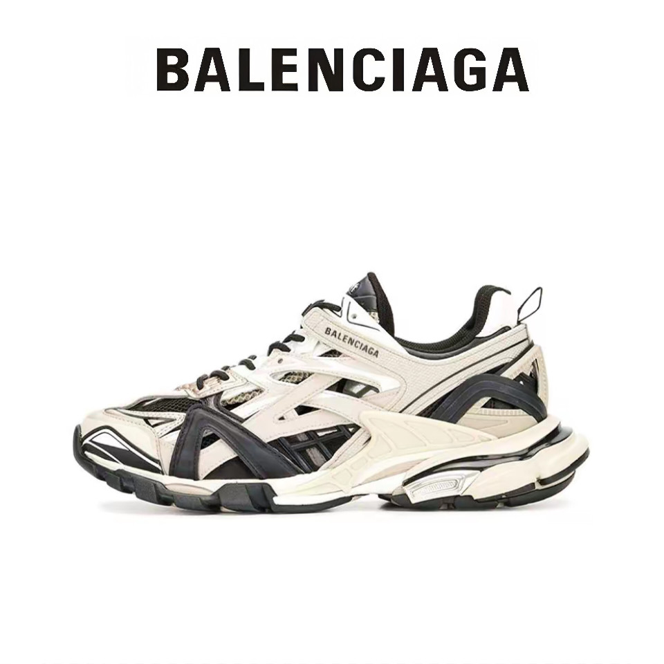 Balenciaga Track2.0 รองเท้าลำลองสำหรับบุรุษและสตรีรองเท้าพ่อทรงเตี้ยสีน้ำตาลดำ