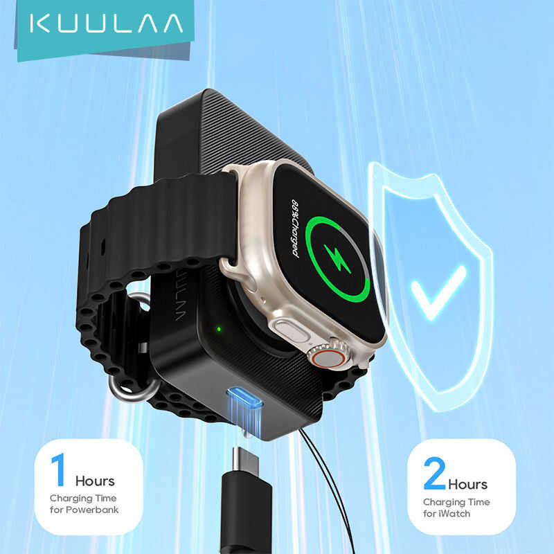 ❤ KUULAA Portable 1500Mah Compact Magnetic Iwatch Extra Power Bank Keychain Style Gift Travel S