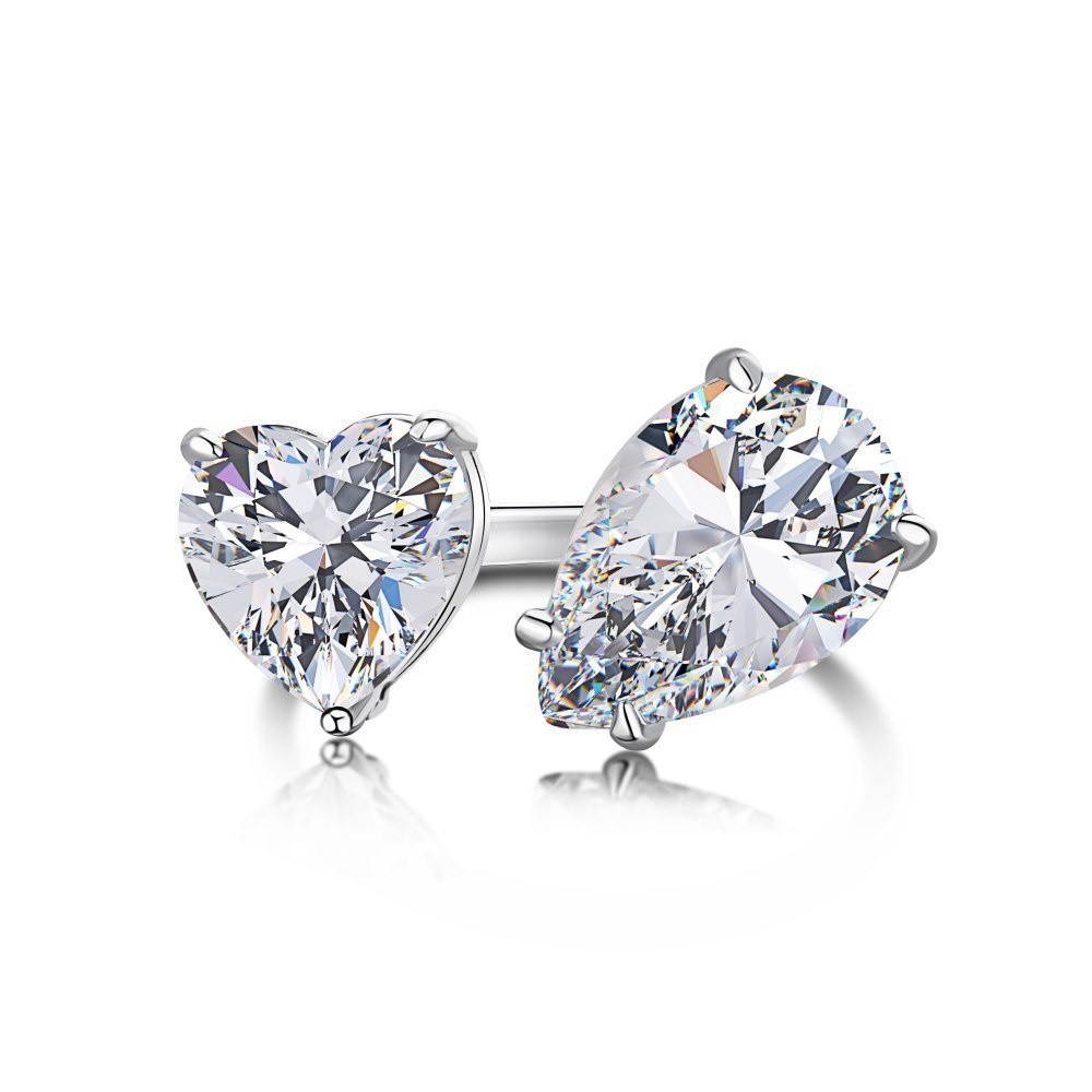 Moissanite diamond fashion Rings heart& pear cut 6ct