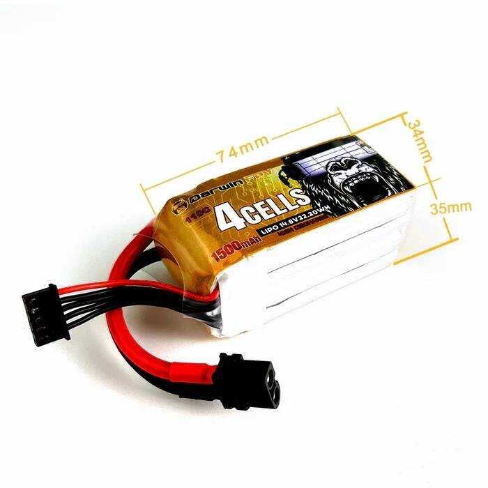 ▥ Darwinfpv แบตเตอรี่ Lipo 110C 4S 14.8V 1500Mah ▥