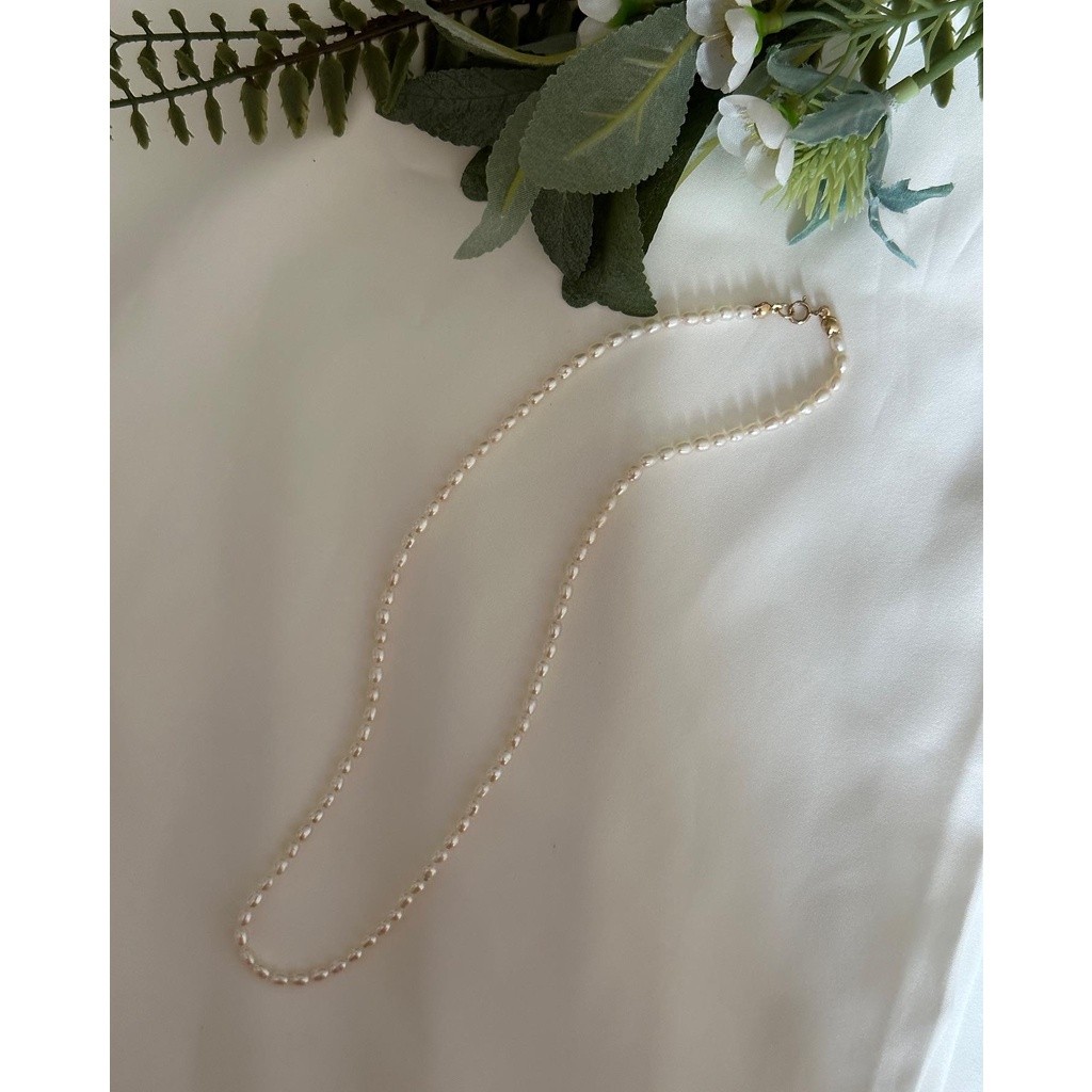 M&w 14K Gold-filled Tiny มุกน้ําจืด Choker/ สร้อยคอ