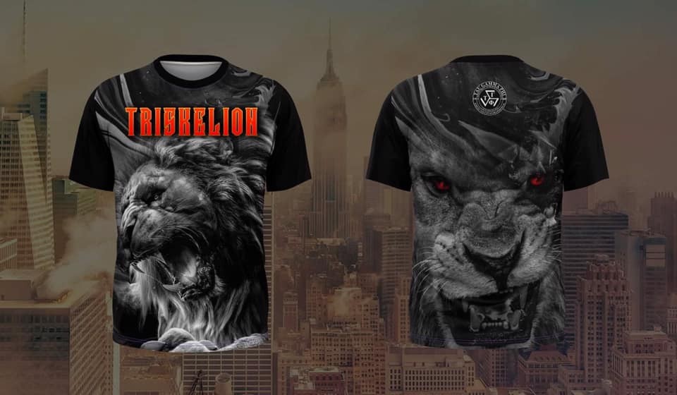 เสื้อยืดผู้ชายฟิตเนส TRISKELION 56TH ANNIVERSARY Sublimation Design Mighty Lion 3D - ชื่อที่กําหนดเอ