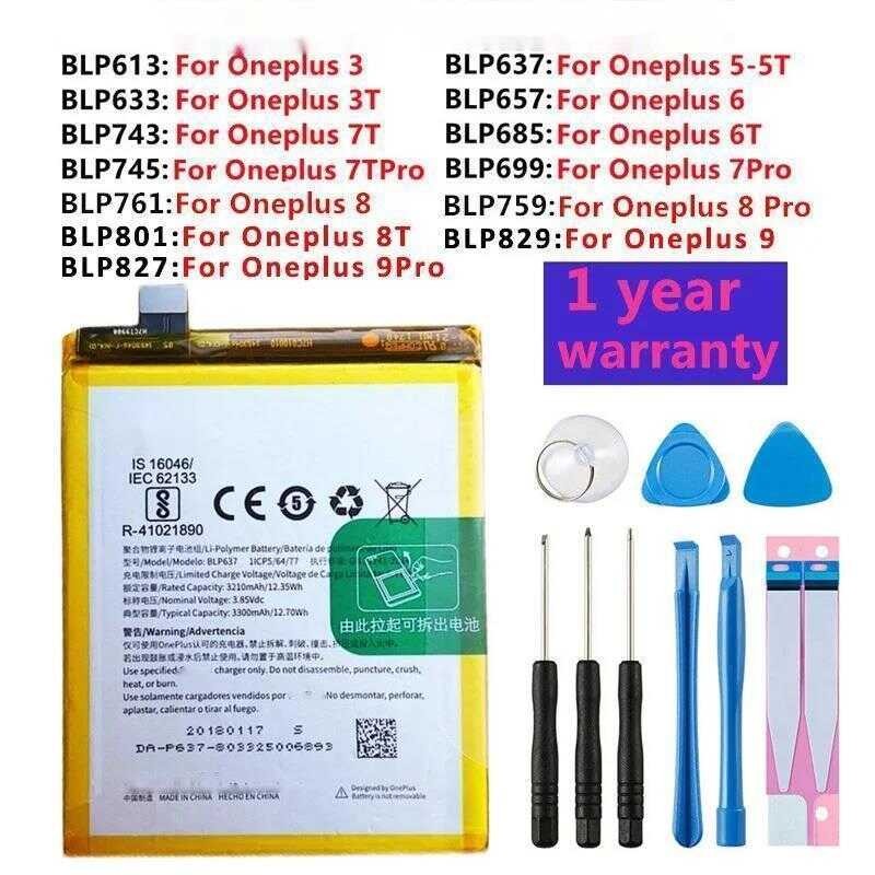 ❥ แบตเตอรี่สําหรับ Oneplus ONE 1 + สําหรับ 3 3T 5 5T 6 6T 7T 7 PLUS 8 8