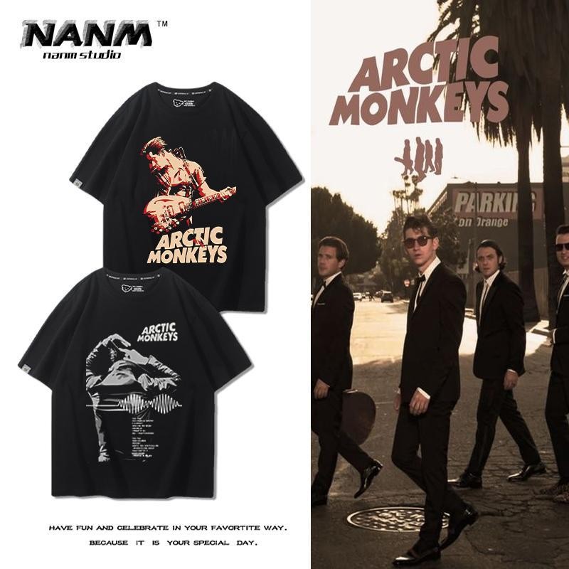 Arctic Monkeys Arctic Monkeys band เสื้อยืดแขนสั้นสำหรับผู้ชายและผู้หญิงในฤดูร้อนของอังกฤษย้อนยุคอั