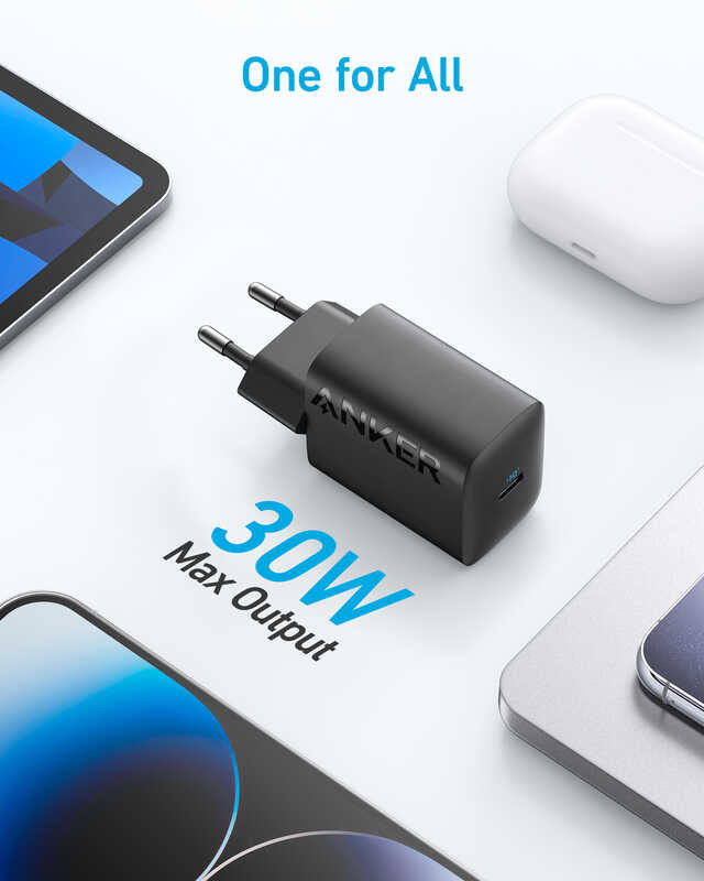 ❥ Anker 312ที่ชาร์จ 30W, ที่ชาร์จ Usb-C ความเร็วสูงกะทัดรัด