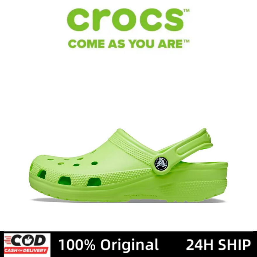 Crocs Classic Clog EVA Crocs มะนาวสีเขียว Unisex รองเท้าเทรนด์กลางแจ้ง 10001-3UH
